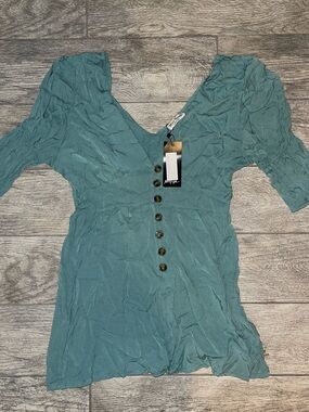 Teal Button-Front Romper